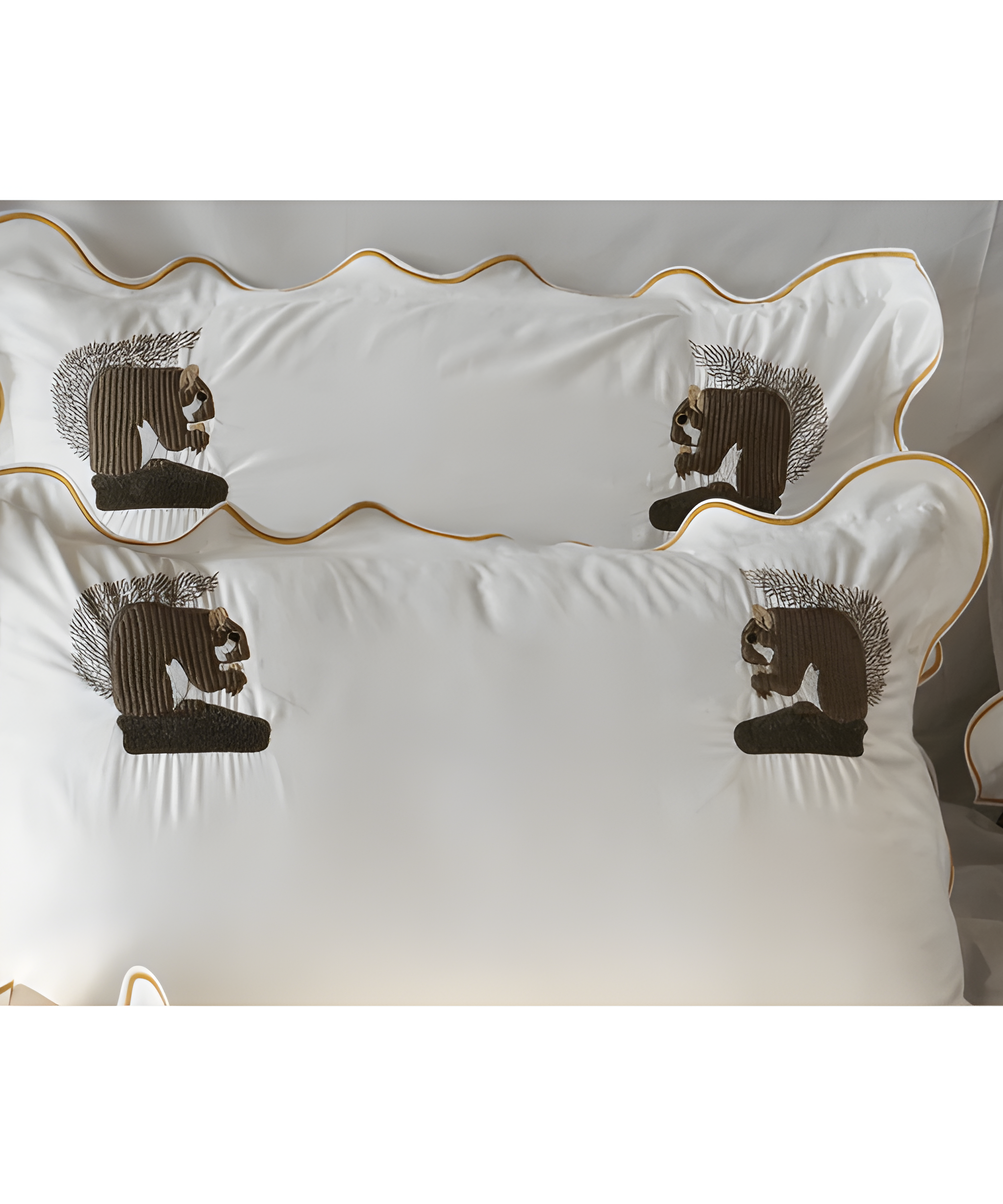 Squirrel Embroidered Cotton Sateen Duvet Cover Set