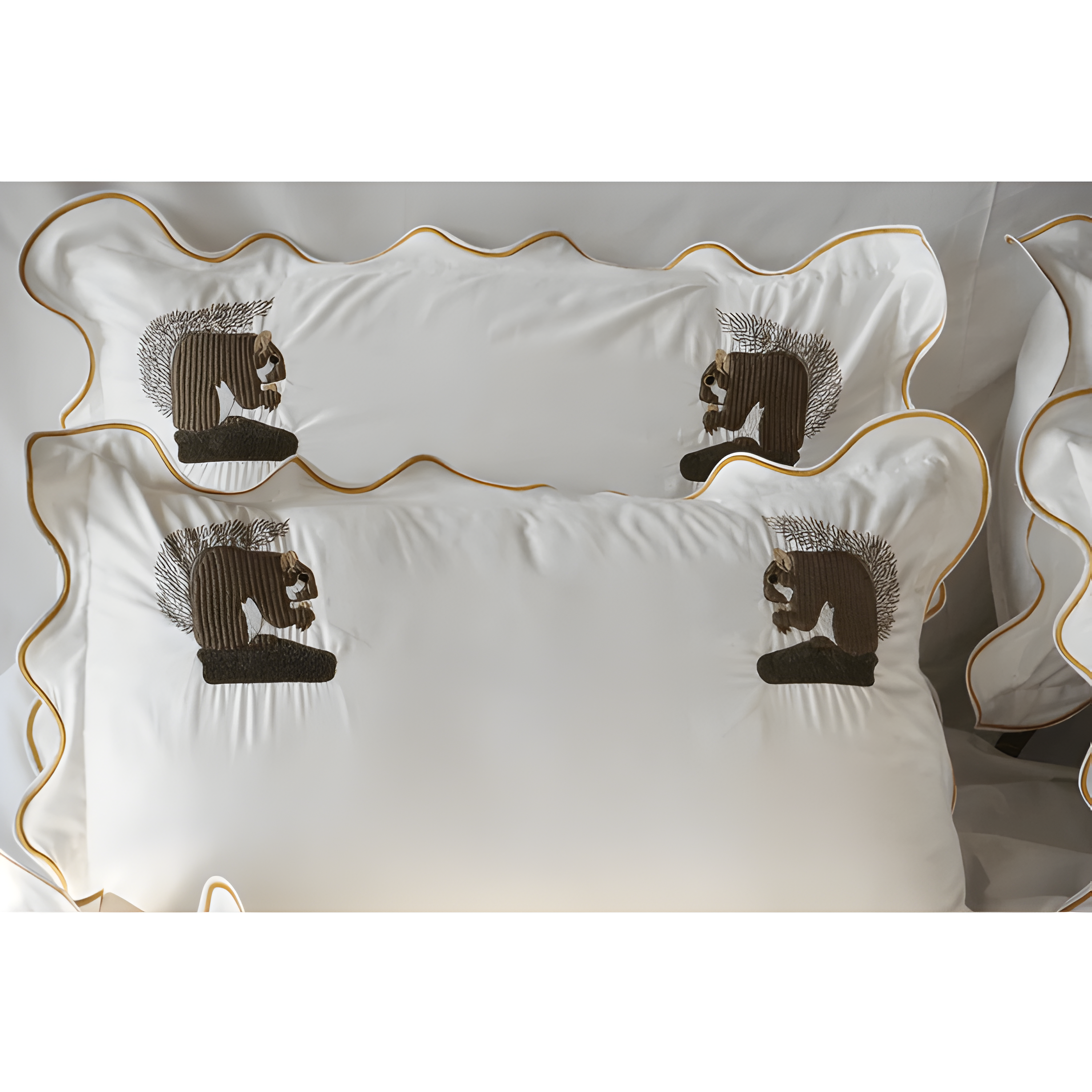 Squirrel Embroidered Cotton Sateen Duvet Cover Set