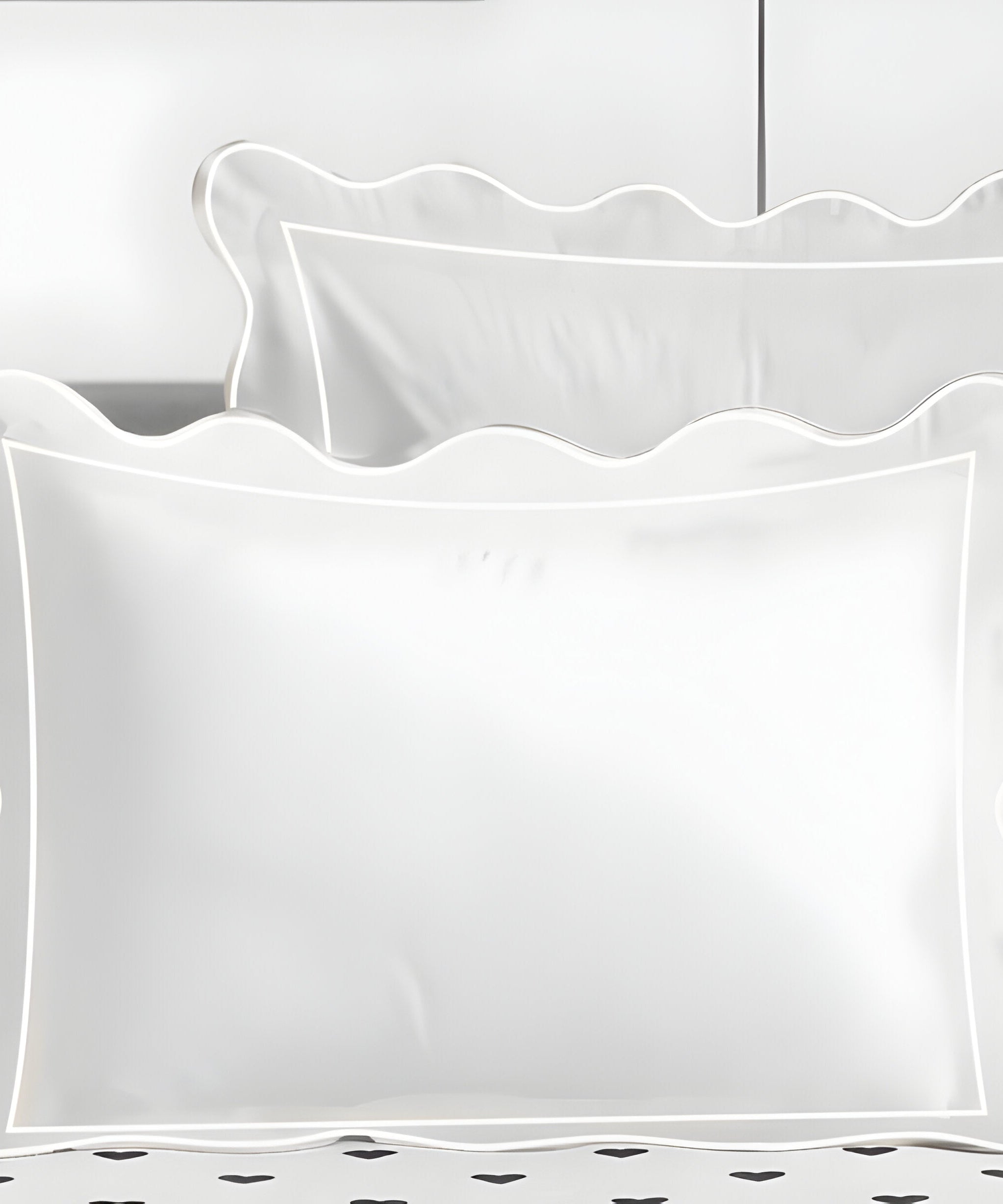 400TC Cotton Scallop Embroidery & Border Sateen Solid Duvet Cover Set