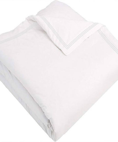 400TC Cotton Triple Edge Embroidery Sateen Solid Duvet Cover Set