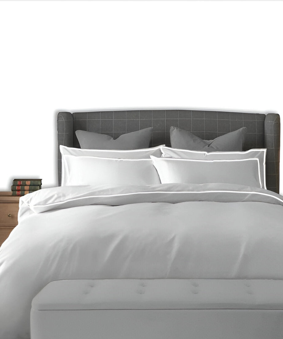 400TC Embroidery Cotton Sateen Solid Duvet Cover Set