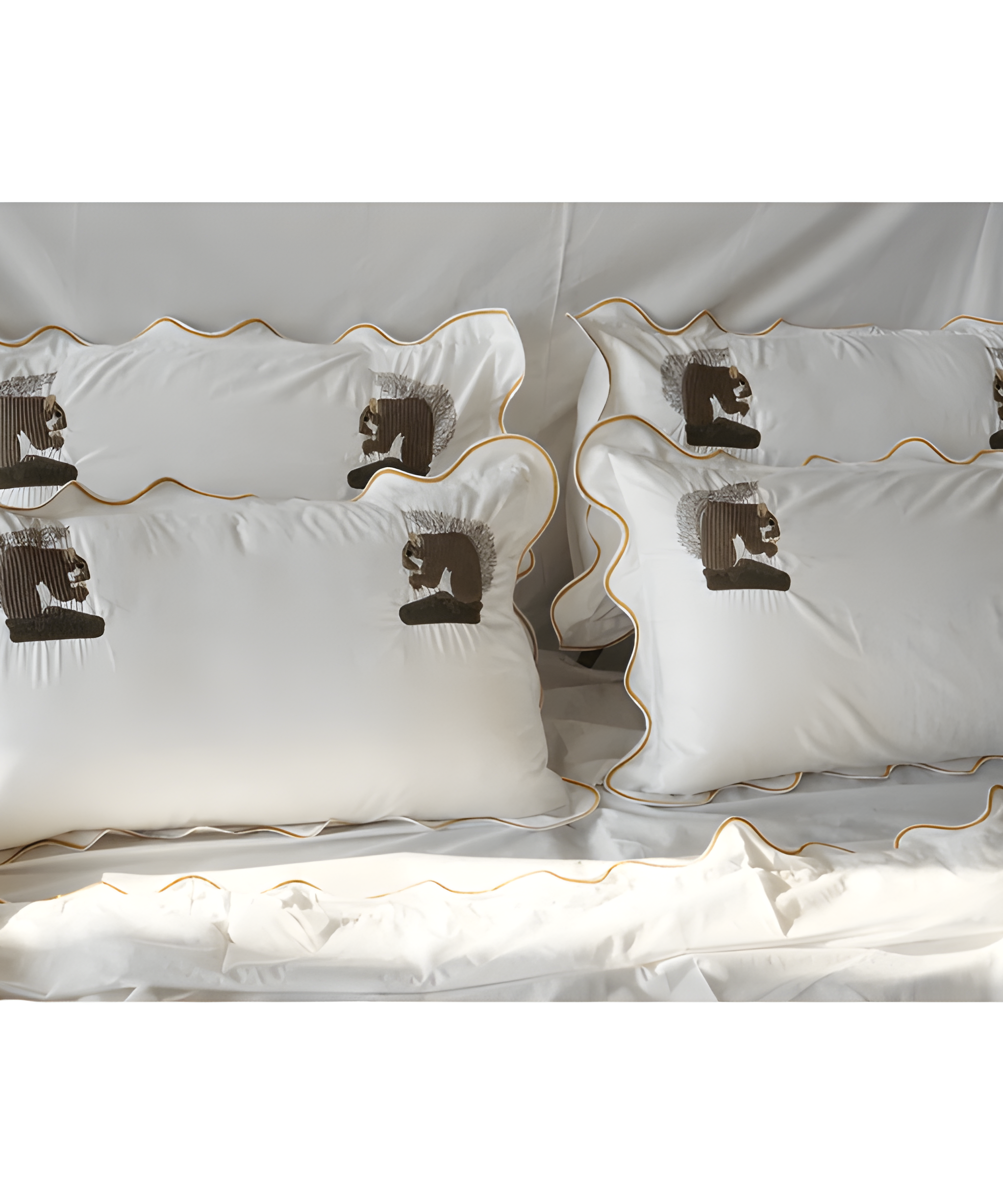 Squirrel Embroidered Cotton Sateen Duvet Cover Set