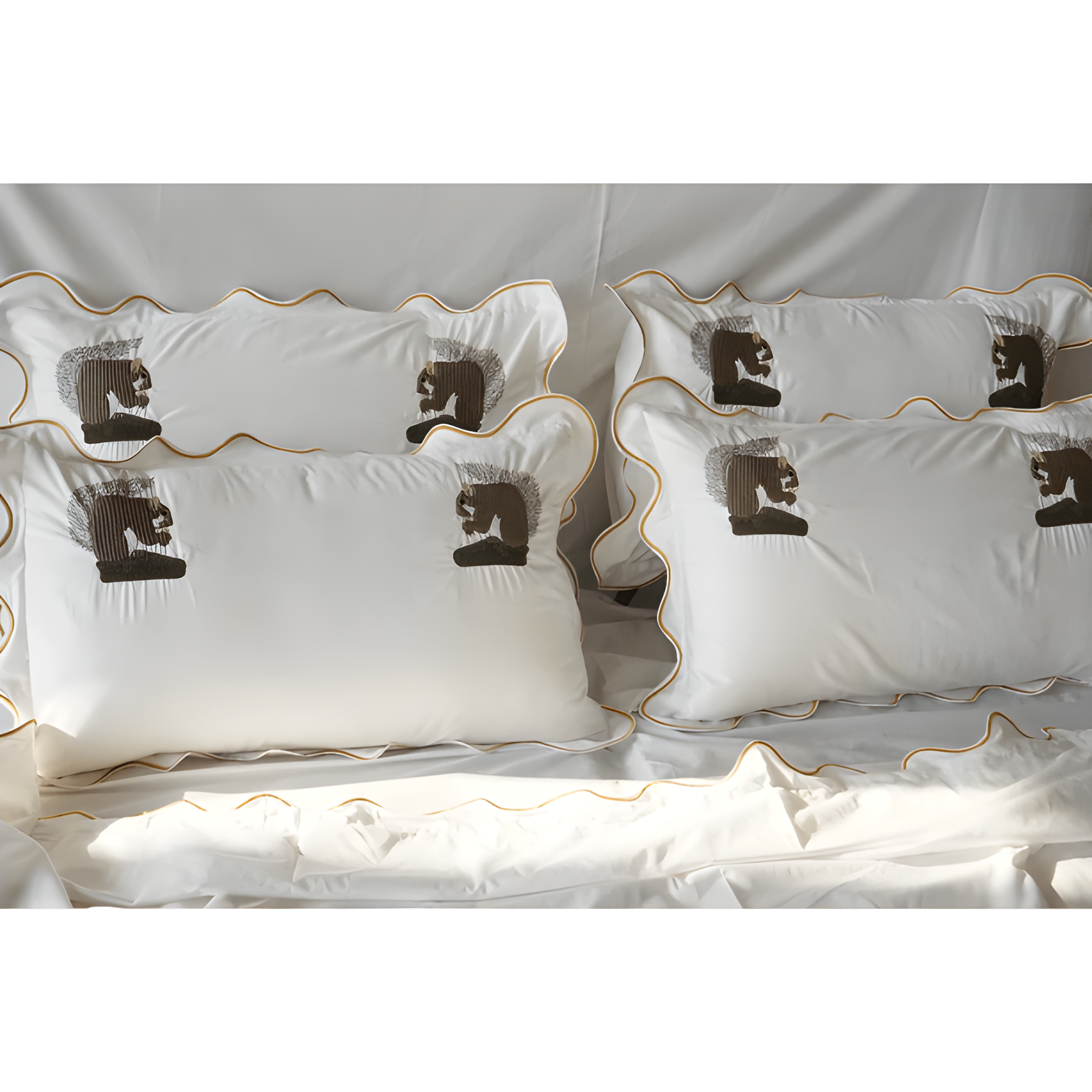 Squirrel Embroidered Cotton Sateen Duvet Cover Set