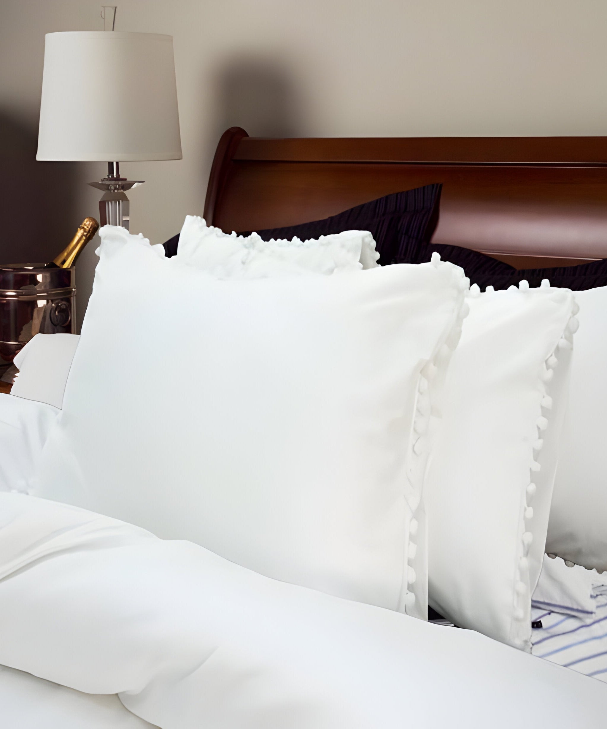 400TC Cotton Pom Fringe Sateen Solid Tone Boho Duvet Cover Set