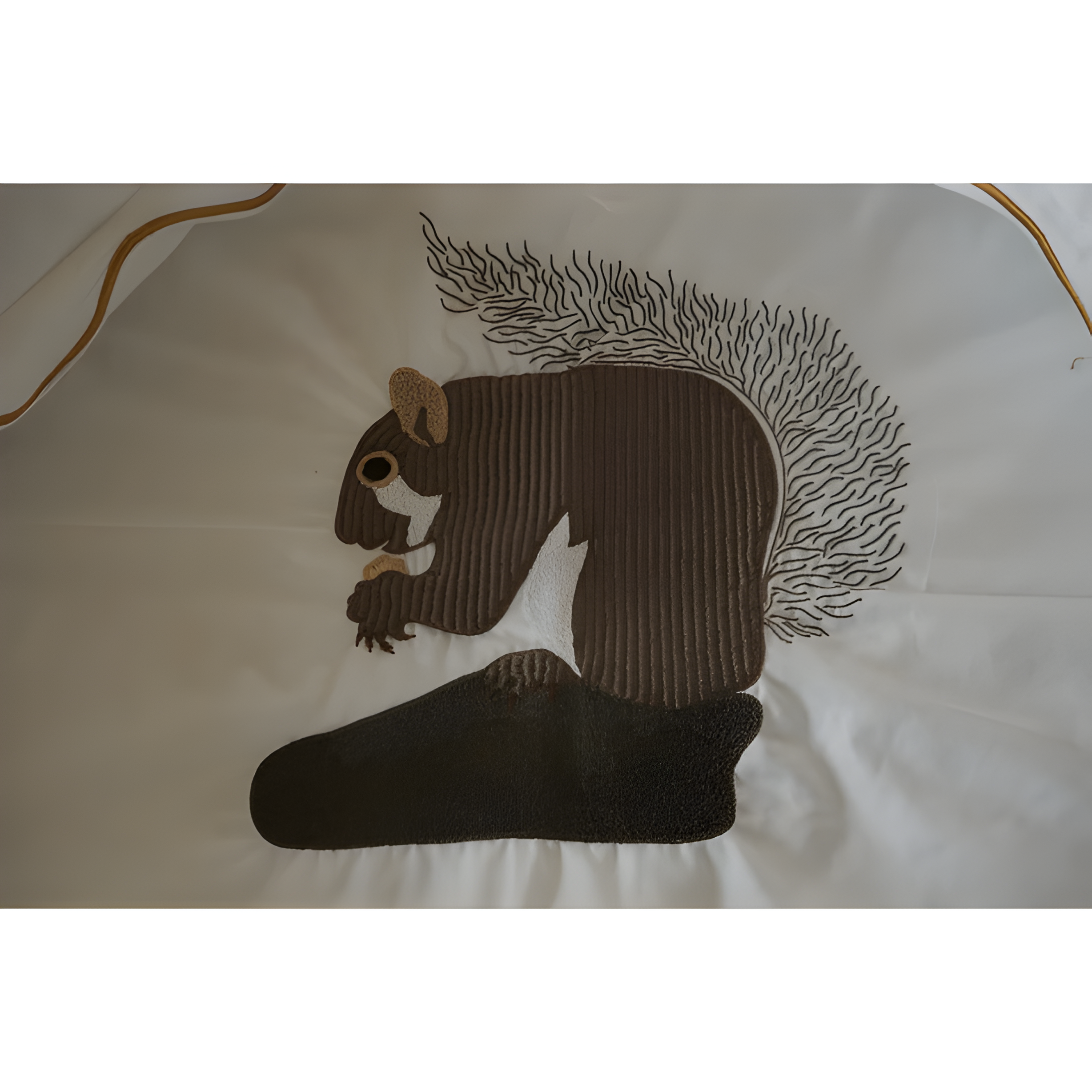Squirrel Embroidered Cotton Sateen Duvet Cover Set