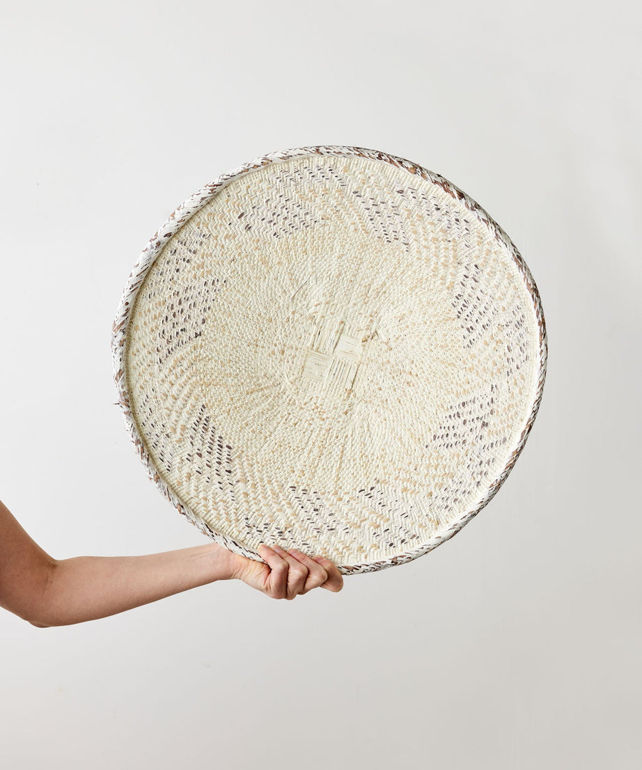 White Washed Handwoven Wall Basket