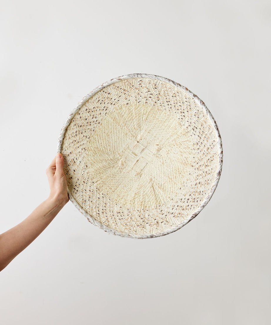 White Washed Handwoven Wall Basket
