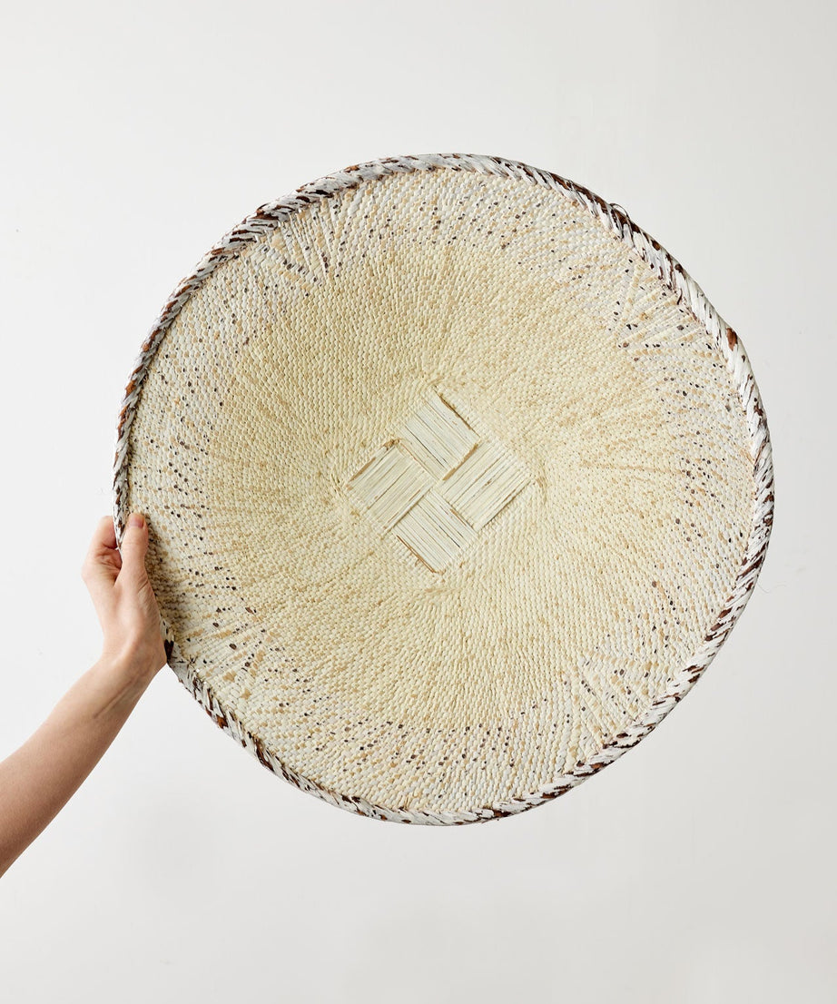 White Washed Handwoven Wall Basket