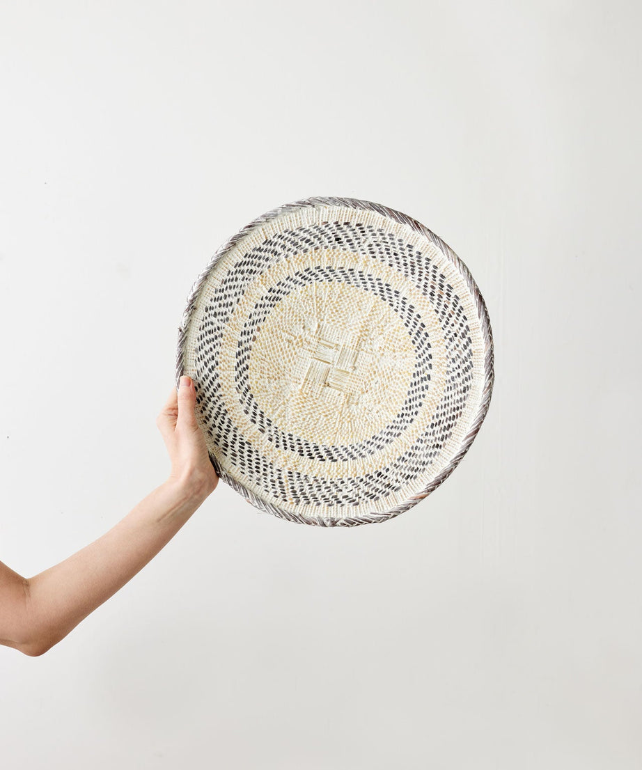 White Washed Handwoven Wall Basket