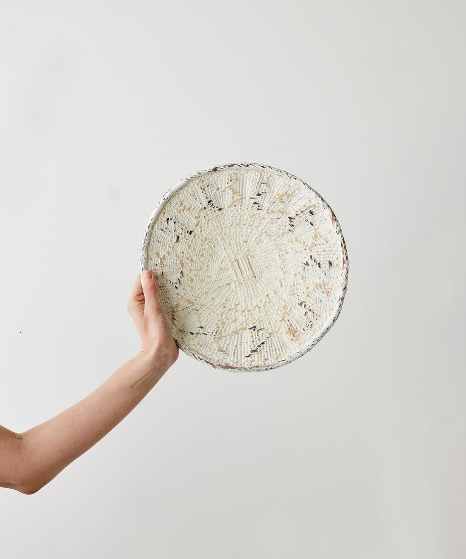 White Washed Handwoven Wall Basket