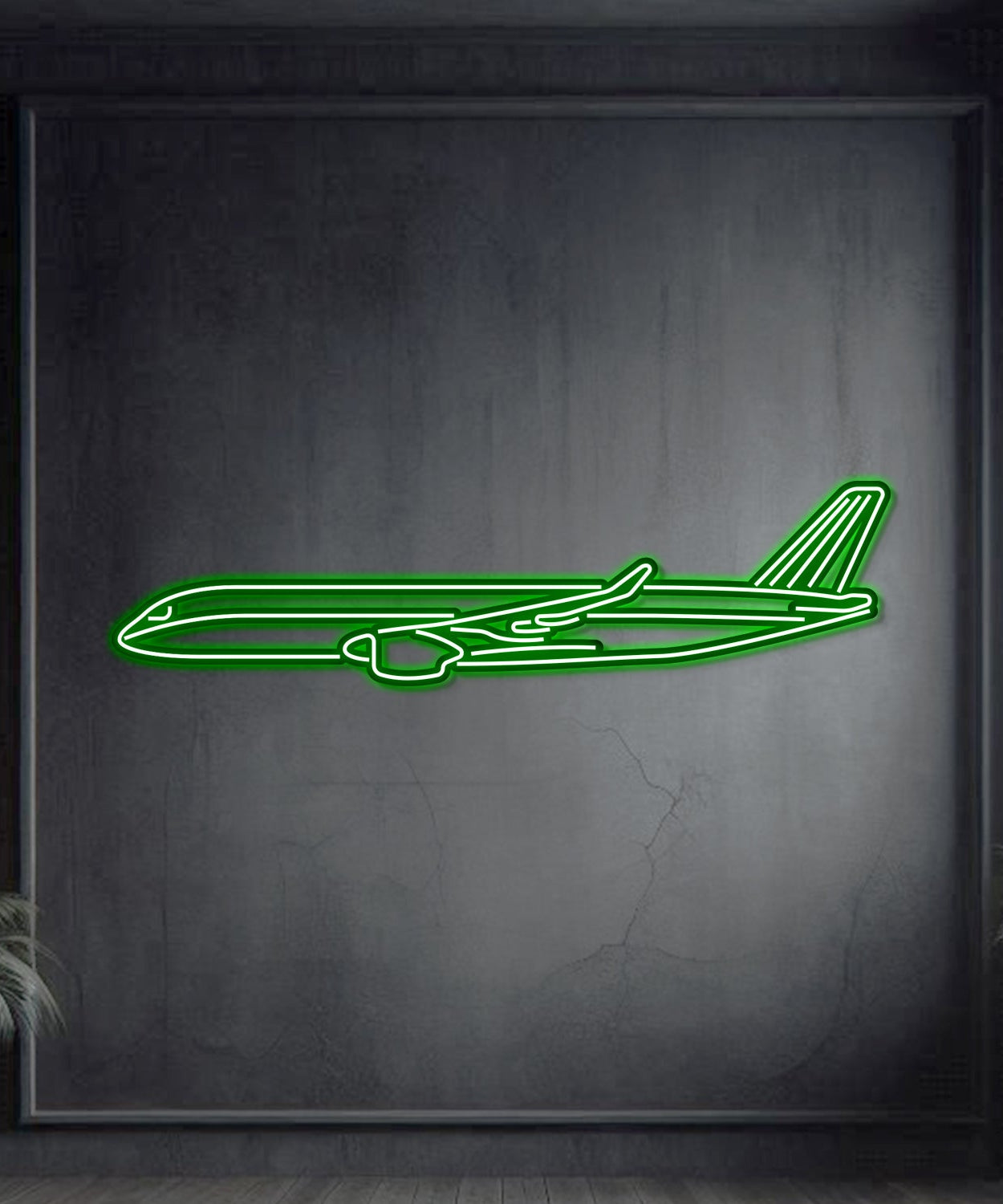 A350 Metall Neon Flugzeug Wandkunst - NCN0010