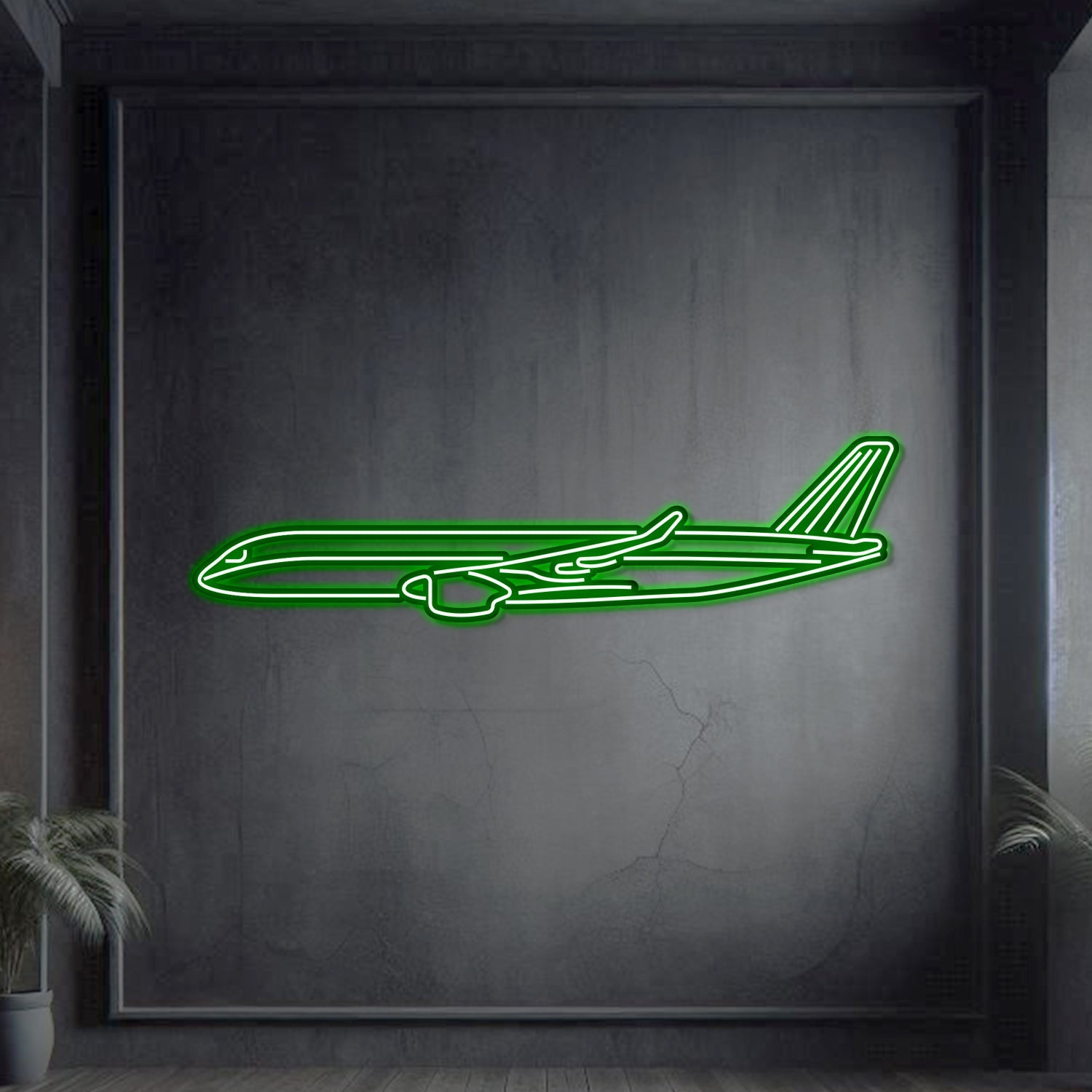 A350 Metall Neon Flugzeug Wandkunst - NCN0010