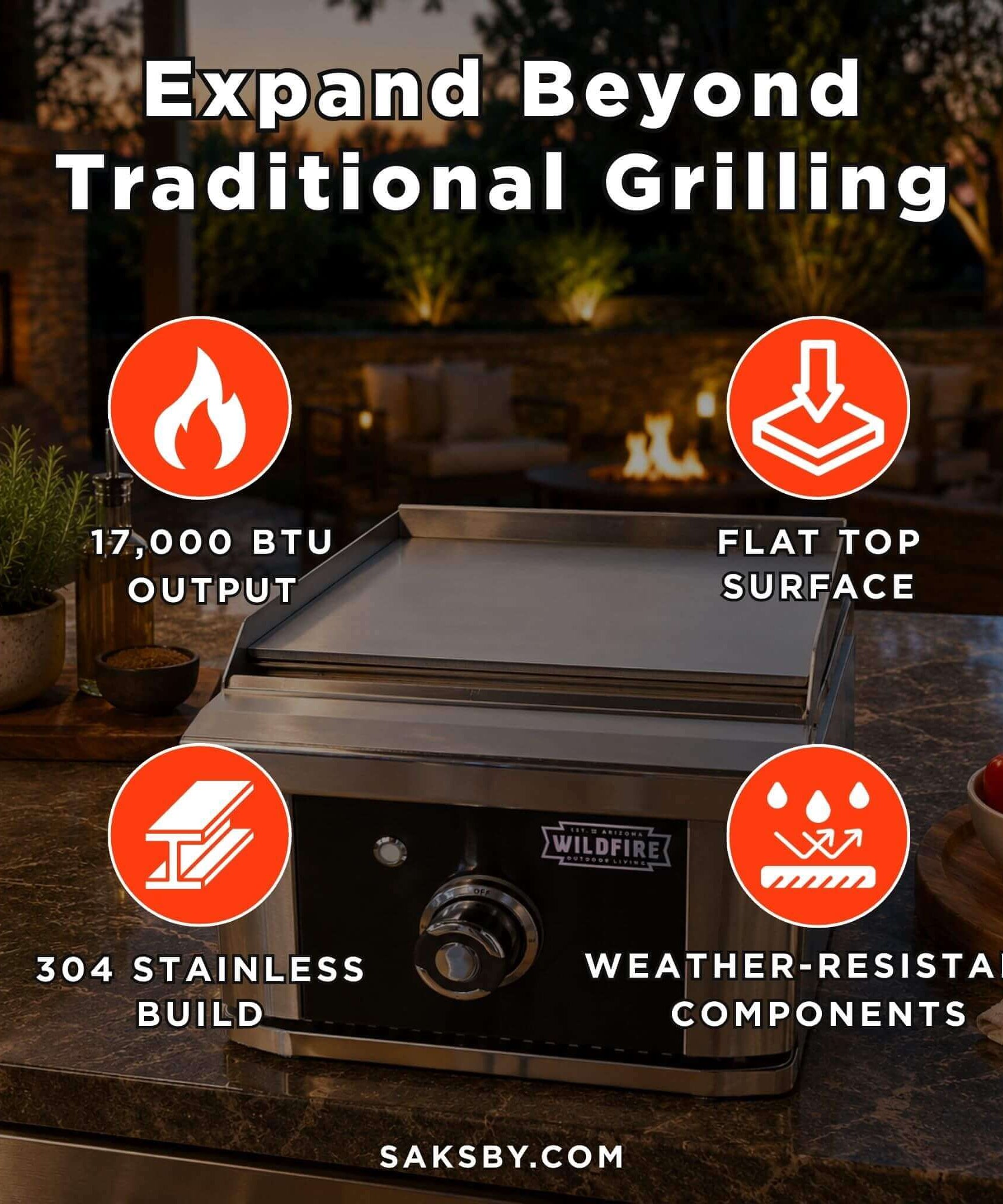 Wildfire Outdoor Living Ranch Pro 15-Inch Stainless Steel Side Griddle [WFSDGRD-BSS/SS] (SAK19684)