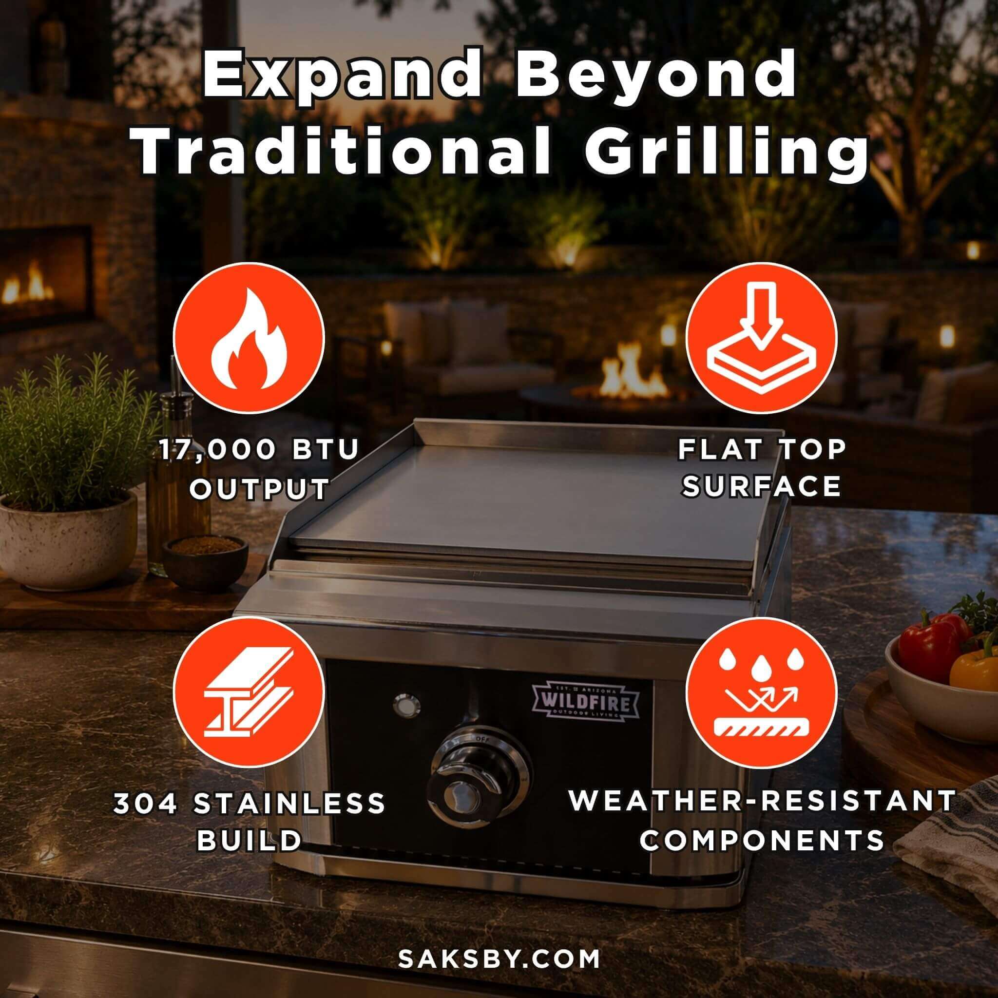 Wildfire Outdoor Living Ranch Pro 15-Inch Stainless Steel Side Griddle [WFSDGRD-BSS/SS] (SAK19684)