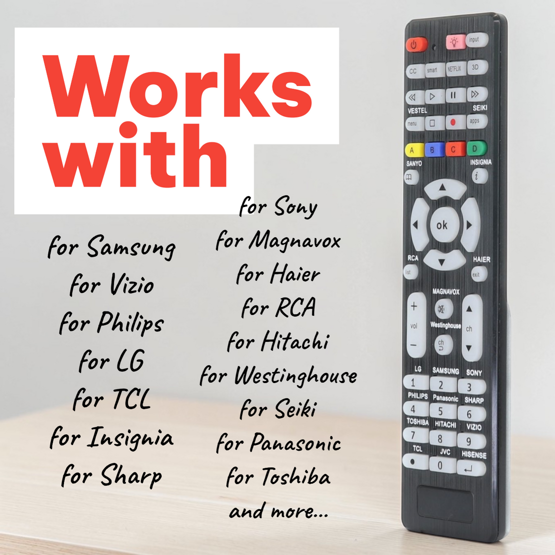[3-Pack] Anderic RR1DTV Universal Smart TV Remote Control with Backlight and Quick Programming for All Brands