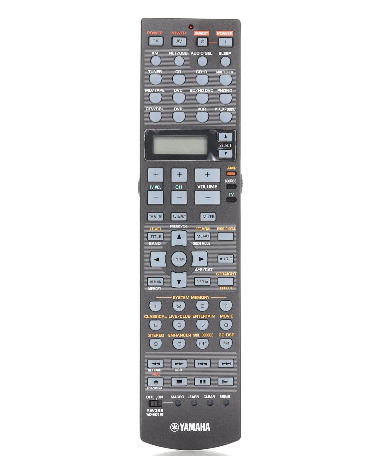 Yamaha RAV369 A/V Receiver Remote Control - WK480700