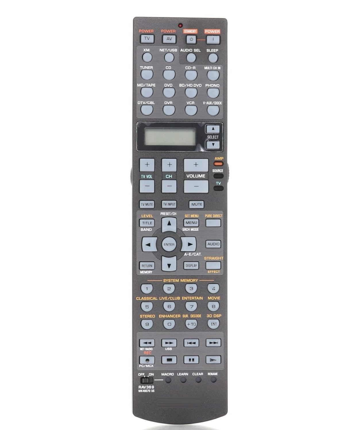 Yamaha RAV369 A/V Receiver Remote Control - WK480700