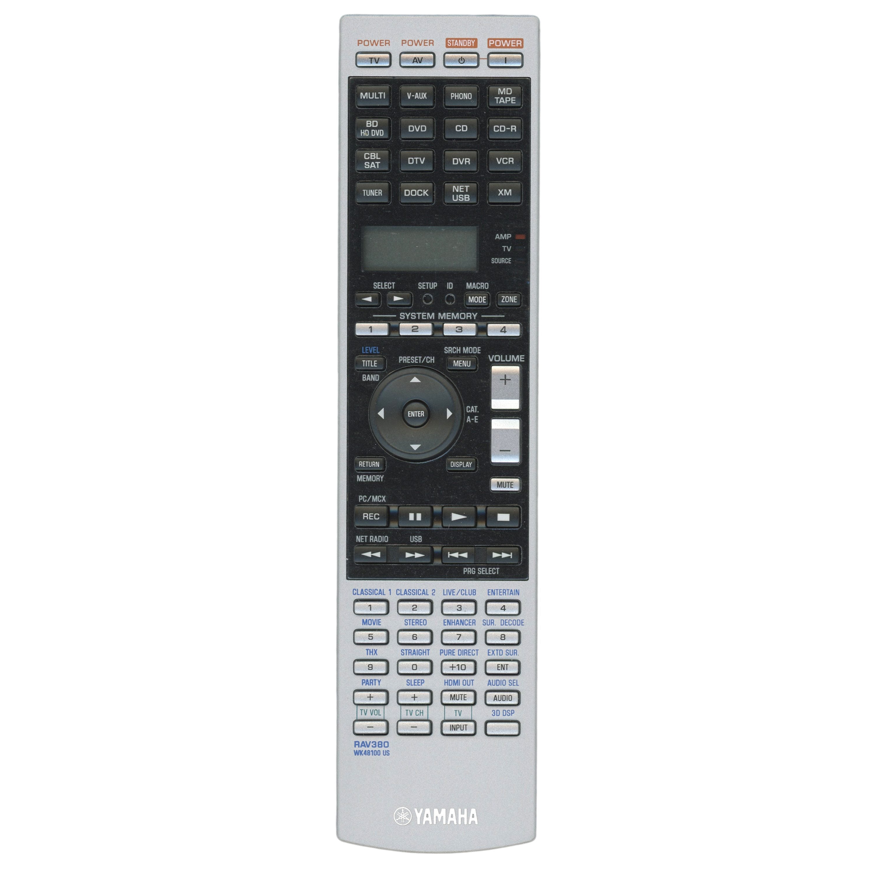 Yamaha RAV380 A/V Receiver Remote Control - WK481001