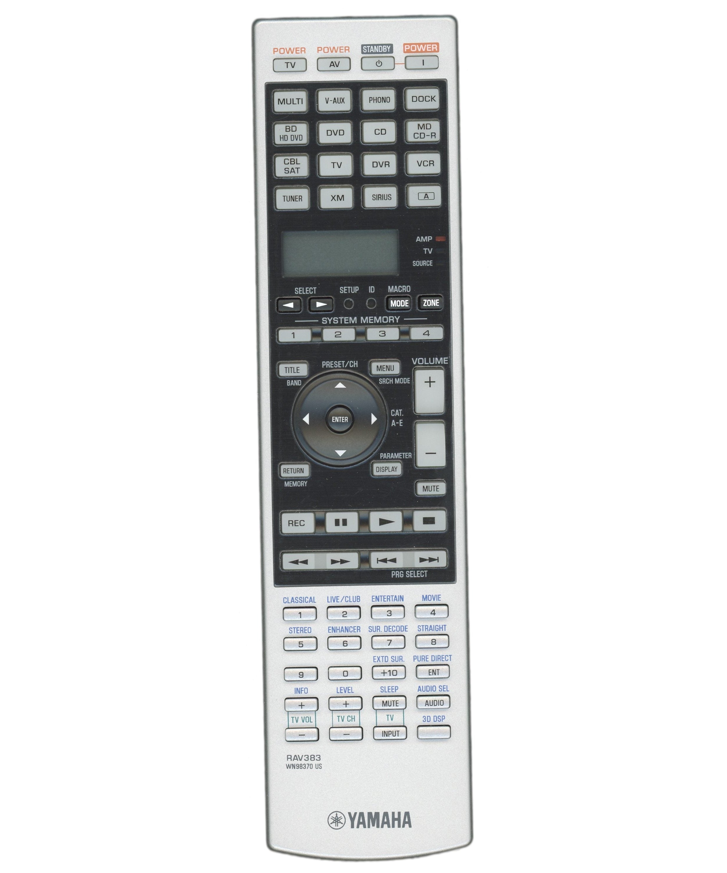 Yamaha RAV383 Receiver Remote Control - WN983700
