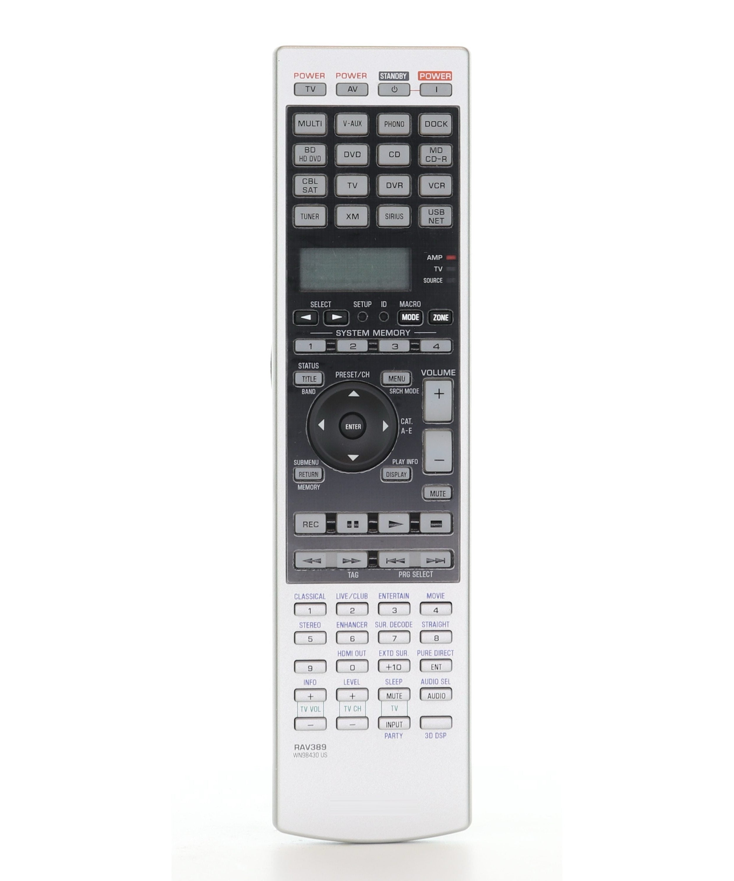 Yamaha RAV389 Audio Video Receiver Remote Control - WN984300