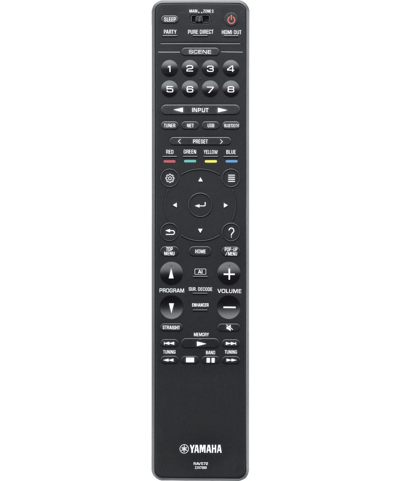 Yamaha RAV572 A/V Receiver Remote Control - ZZ475800
