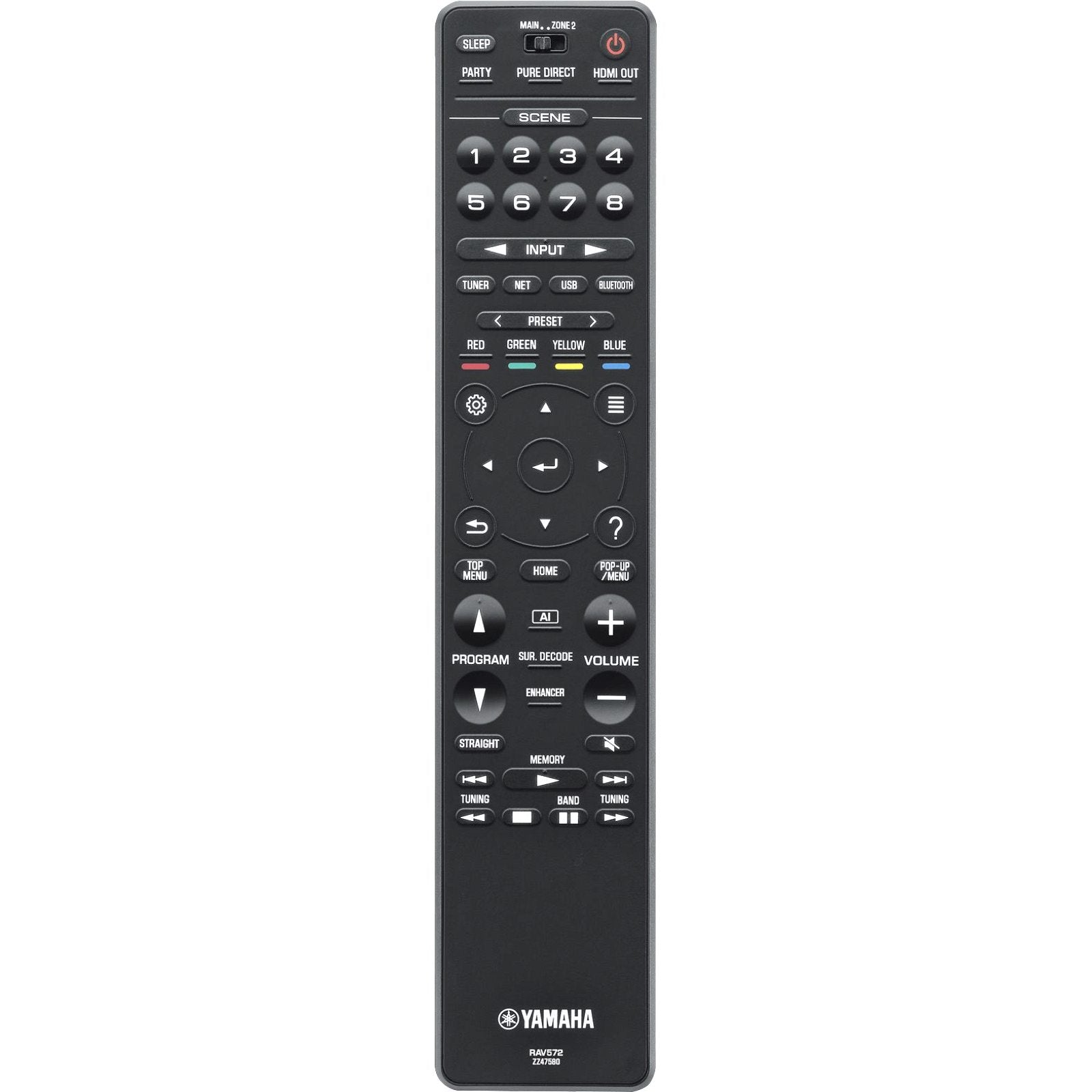 Yamaha RAV572 A/V Receiver Remote Control - ZZ475800