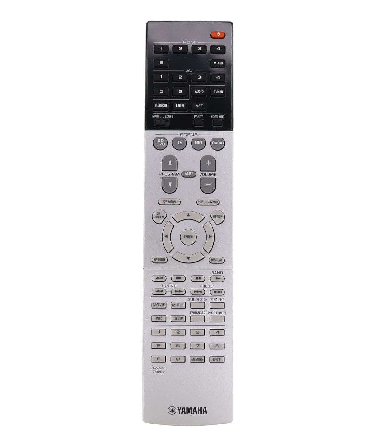 Yamaha RAV536 7.2 channel network A/V Receiver Remote Control - ZP601100