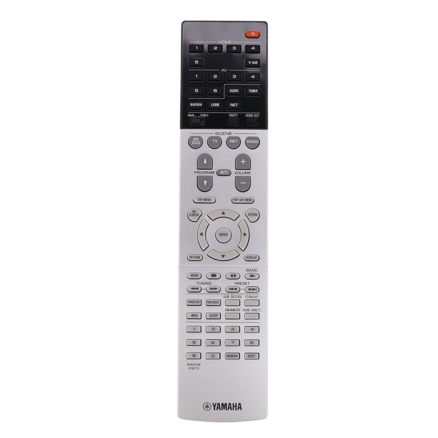 Yamaha RAV536 7.2 channel network A/V Receiver Remote Control - ZP601100