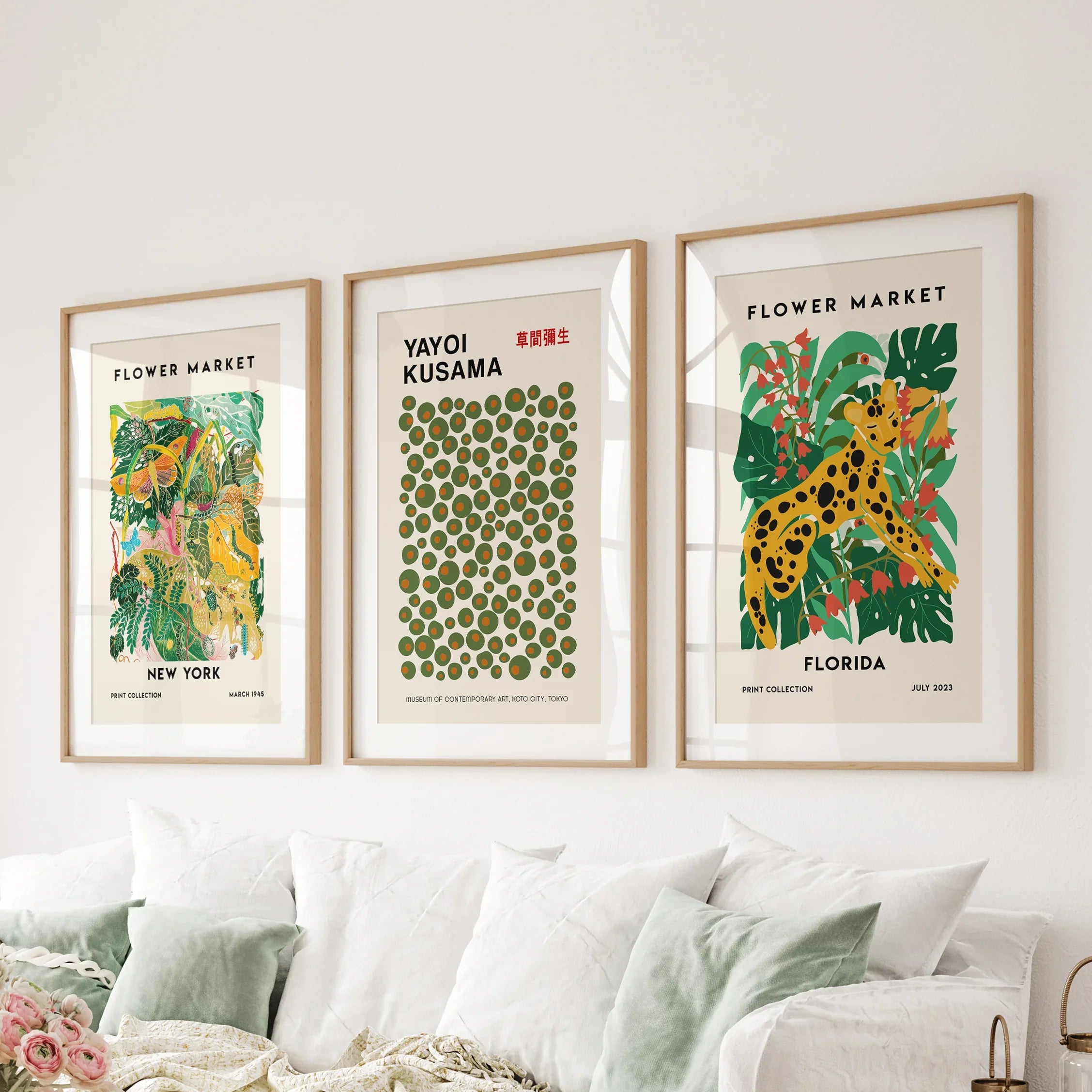 Flower Market, Kusama Art Prints. Modern Tropical Wall Decor