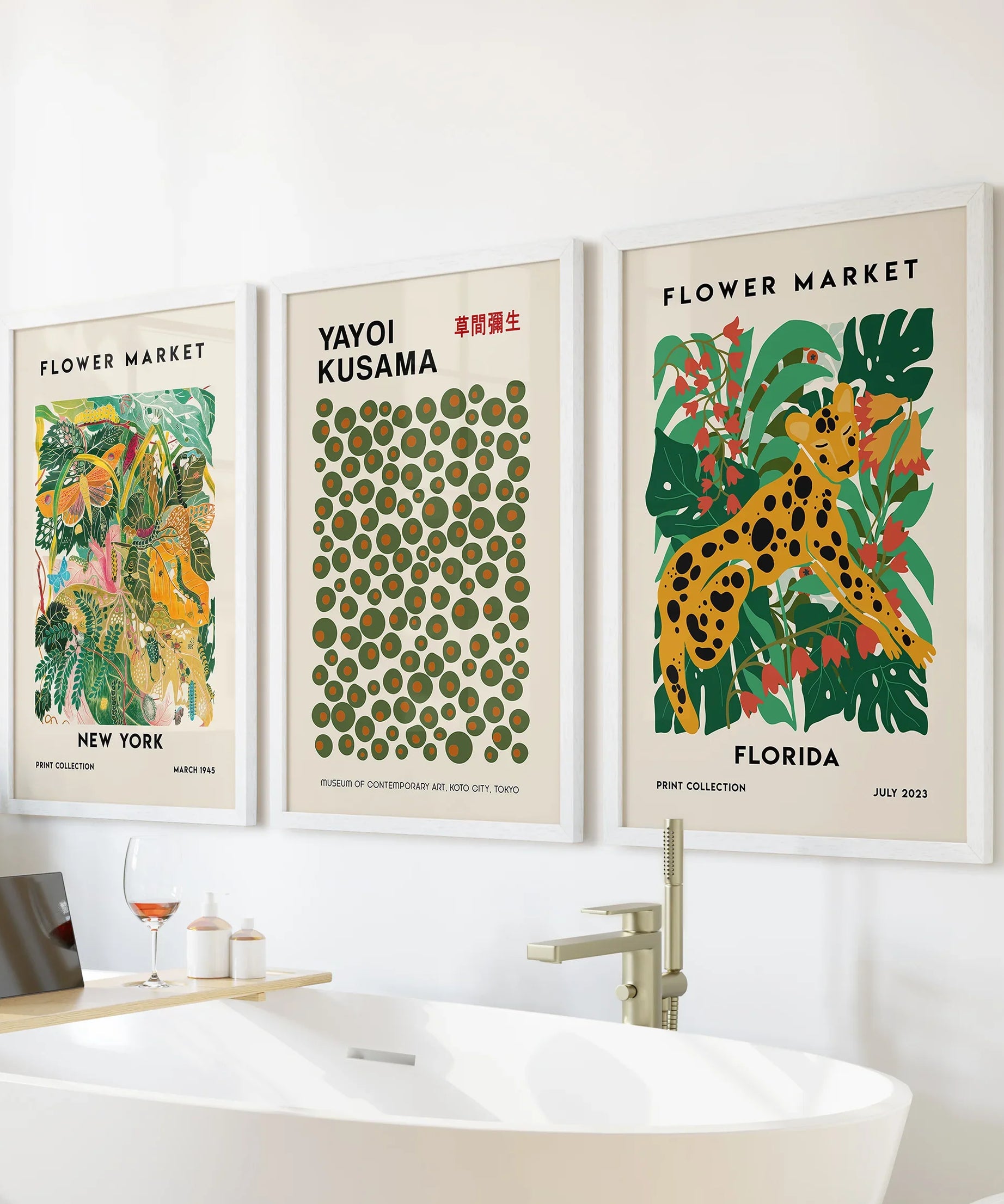Flower Market, Kusama Art Prints. Modern Tropical Wall Decor