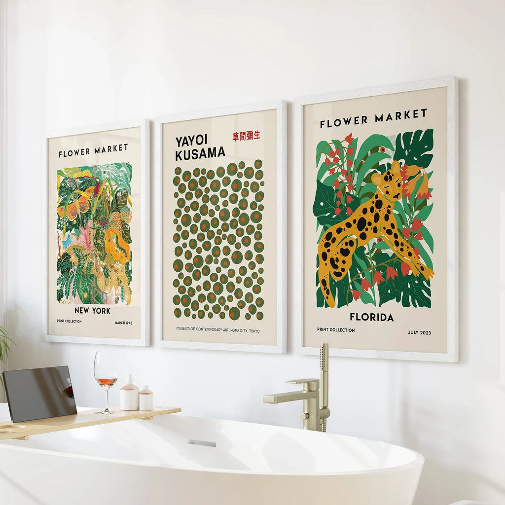 Flower Market, Kusama Art Prints. Modern Tropical Wall Decor