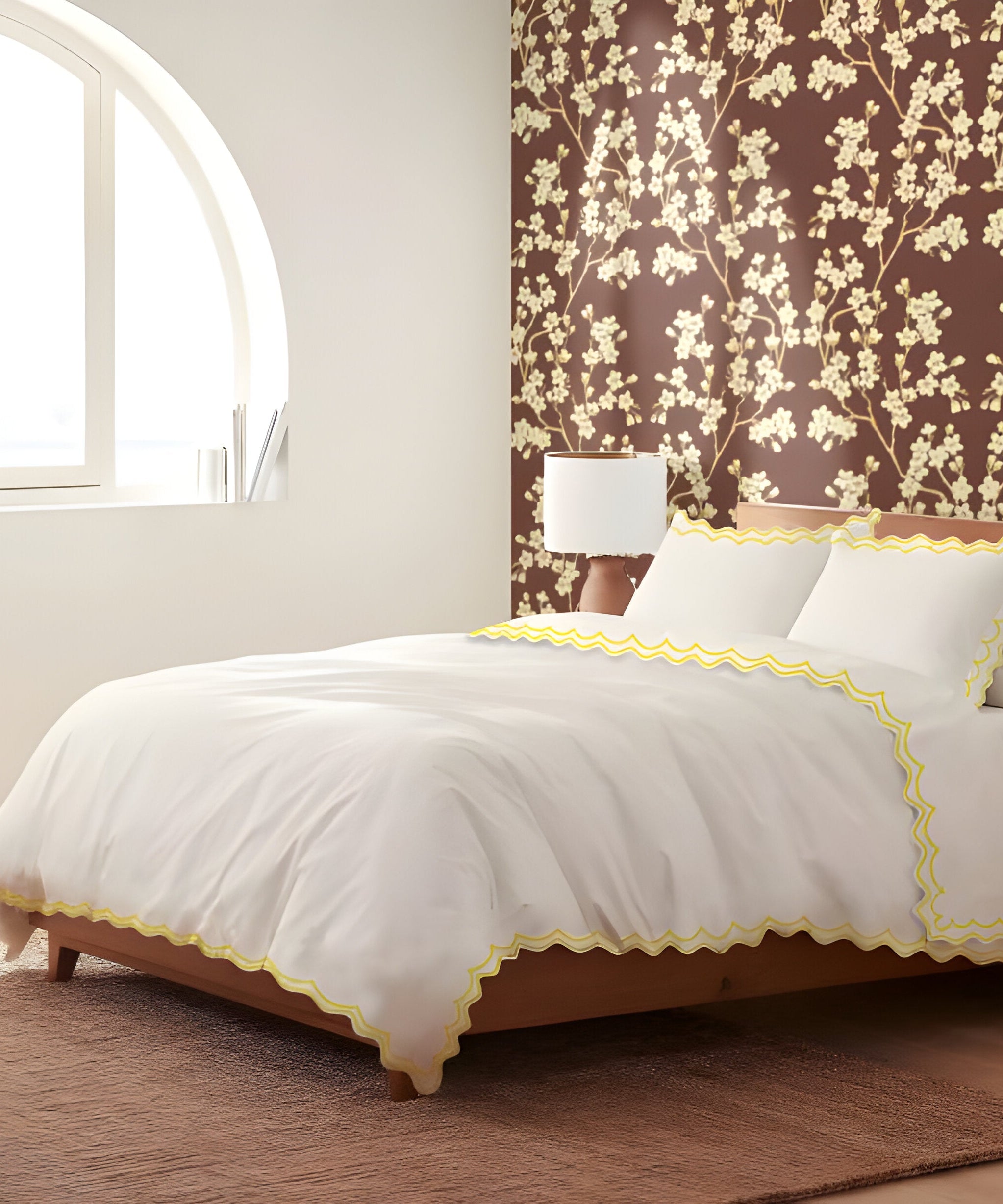 400TC Cotton Sateen Double Scallop Embroidery Duvet Cover Set