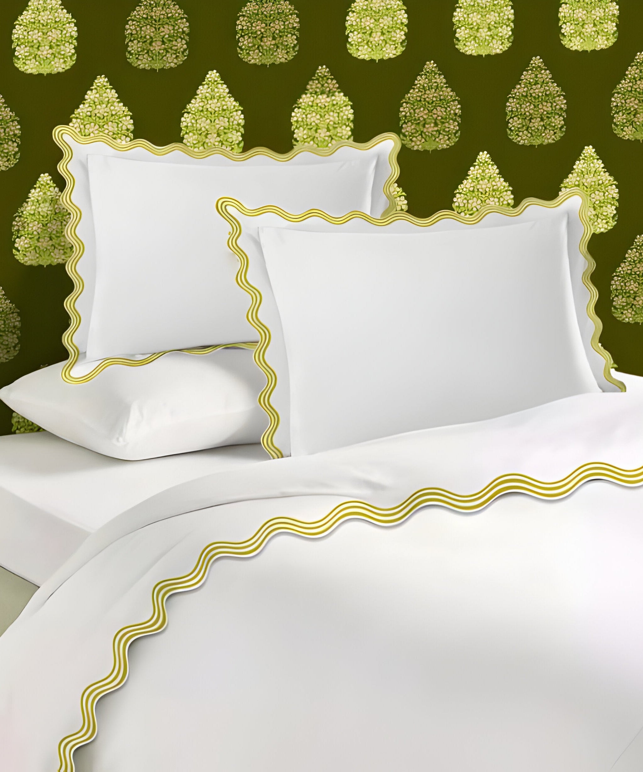 400TC Cotton Sateen Triple Scallop Embroidery Duvet Cover Set