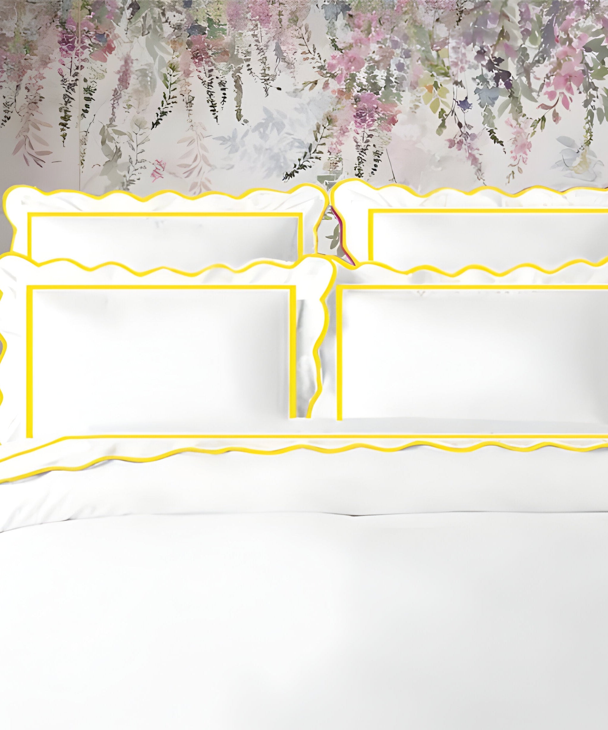 400TC Cotton Scallop Embroidery & Border Sateen Solid Duvet Cover Set