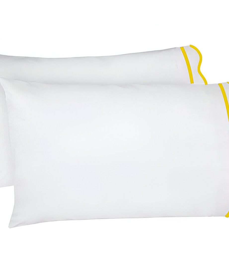 400TC Cotton Scallop Embroidery & Border Sateen Solid Pillowcases (Set Of 2)