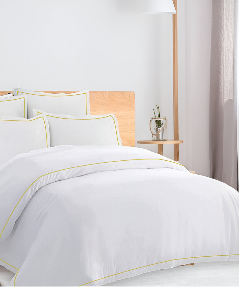 400TC Cotton Single Edge Embroidery Sateen Solid Duvet Cover Set