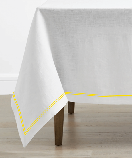Double Embroidery Border Linen Table Cloth