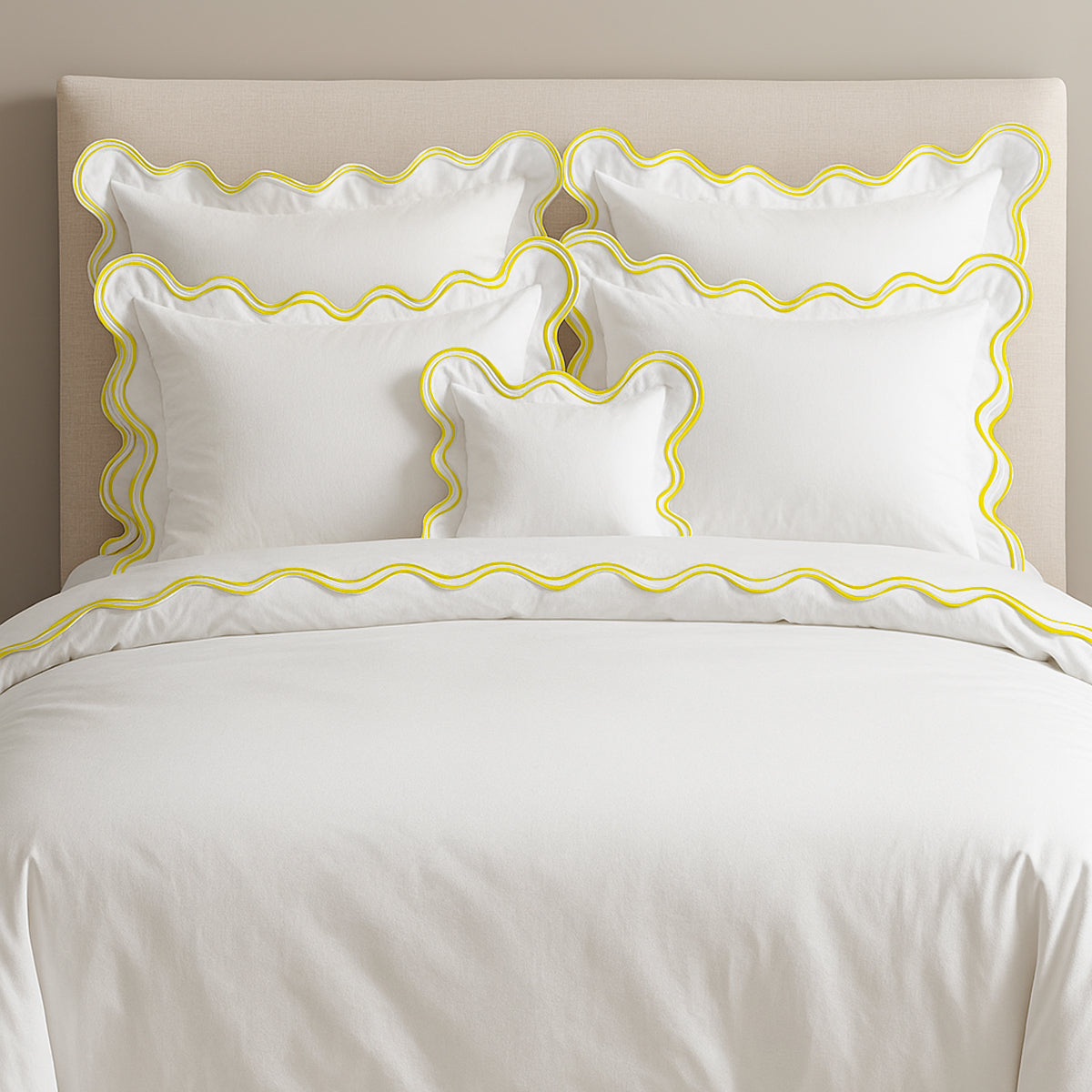 400TC Cotton Sateen Luxurious Double Scalloped Duvet Cover Set