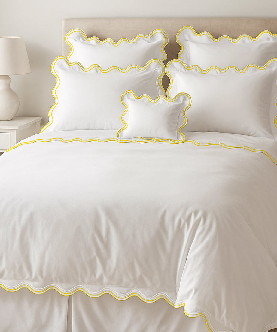 400TC Cotton Sateen Luxurious Double Scalloped Duvet Cover Set