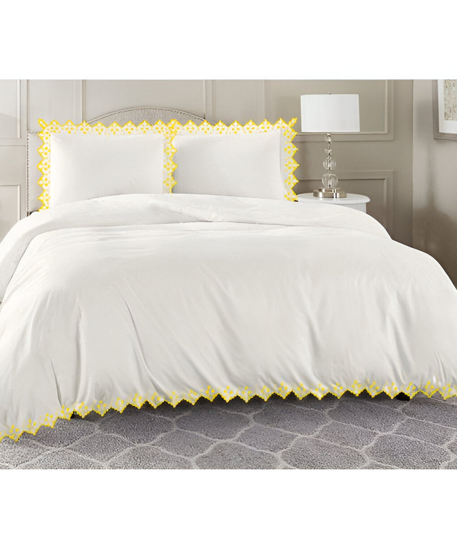 Elegant Flower Embroidered Duvet Cover Set