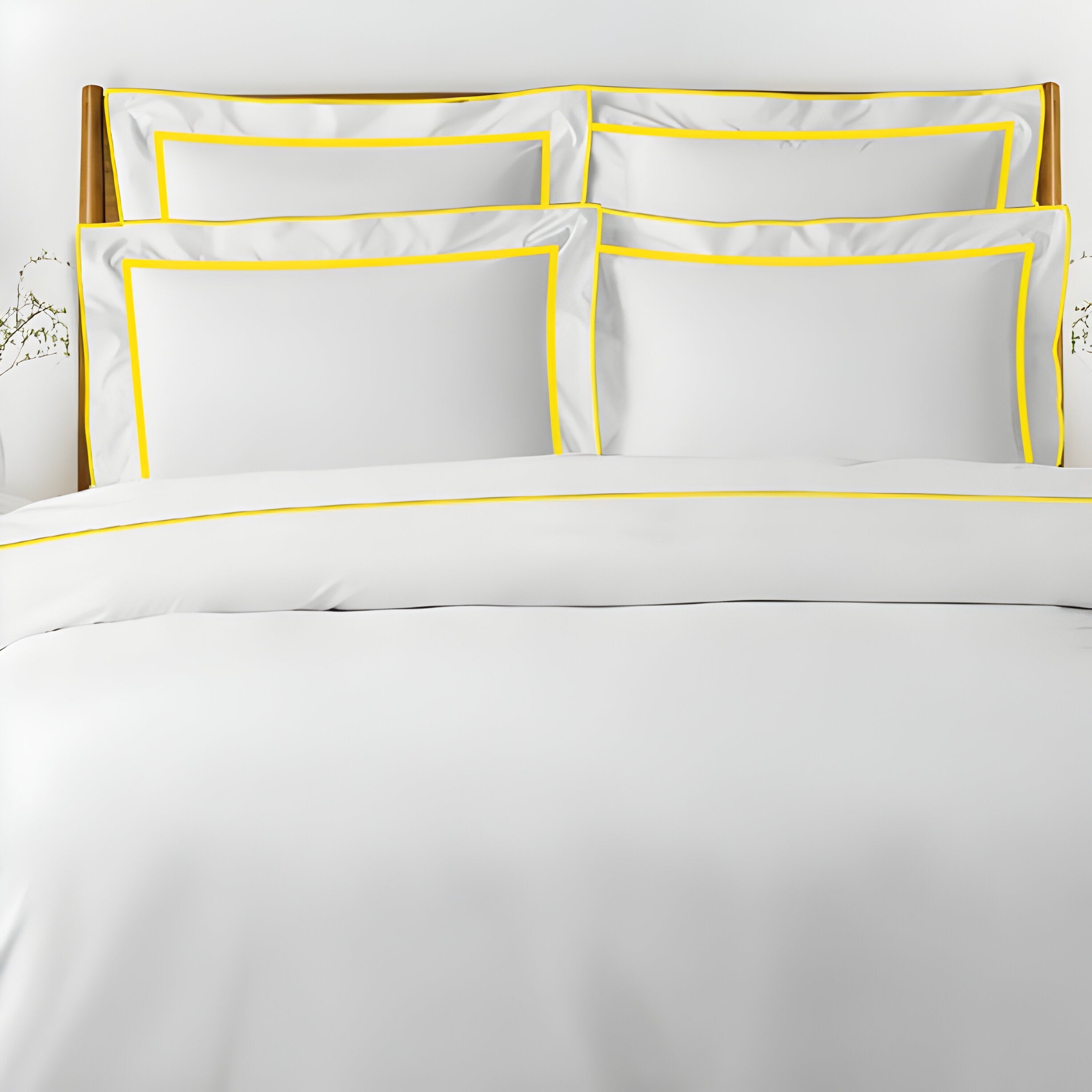 400TC Embroidery & Border Cotton Sateen Solid Duvet Cover Set