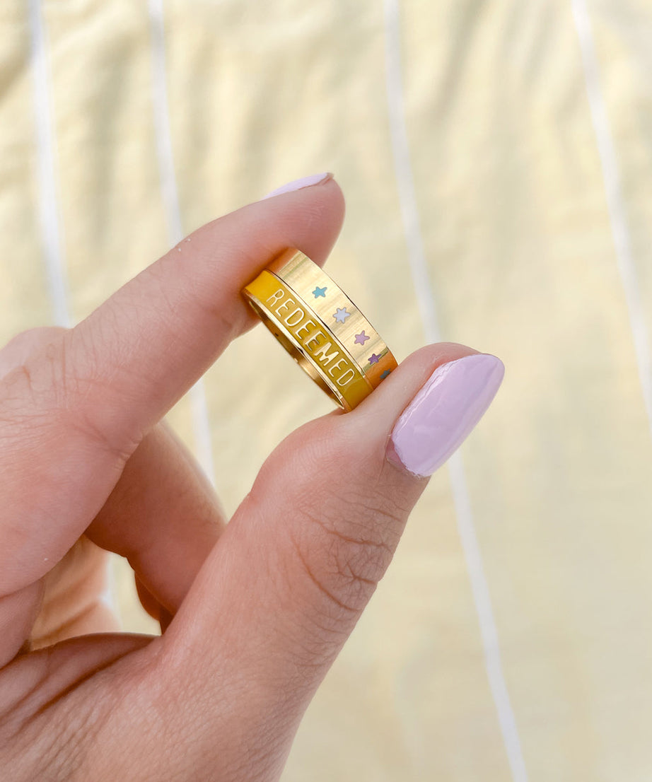 Yellow Enamel Redeemed Ring