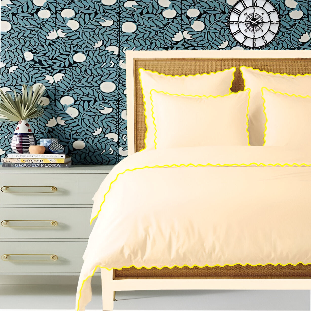 Ivory 400TC Cotton Small Scallop Embroidery Duvet Cover Set
