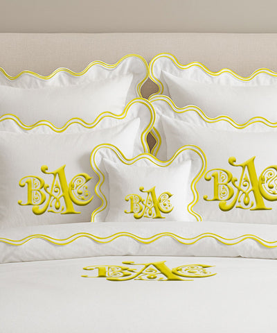 Monogram Cotton Luxurious Double Scallop Duvet Cover