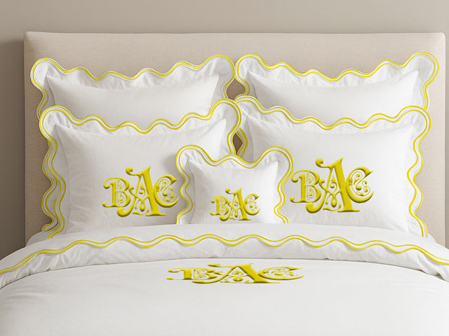 Monogram Cotton Luxurious Double Scallop Duvet Cover