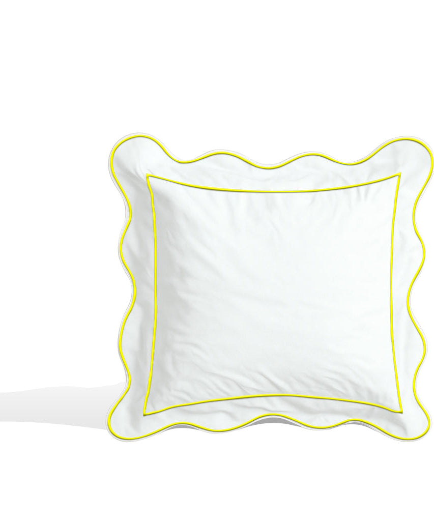 Monogram 400TC Cotton Scallop Embroidery & Border Sateen Solid Euro Sham