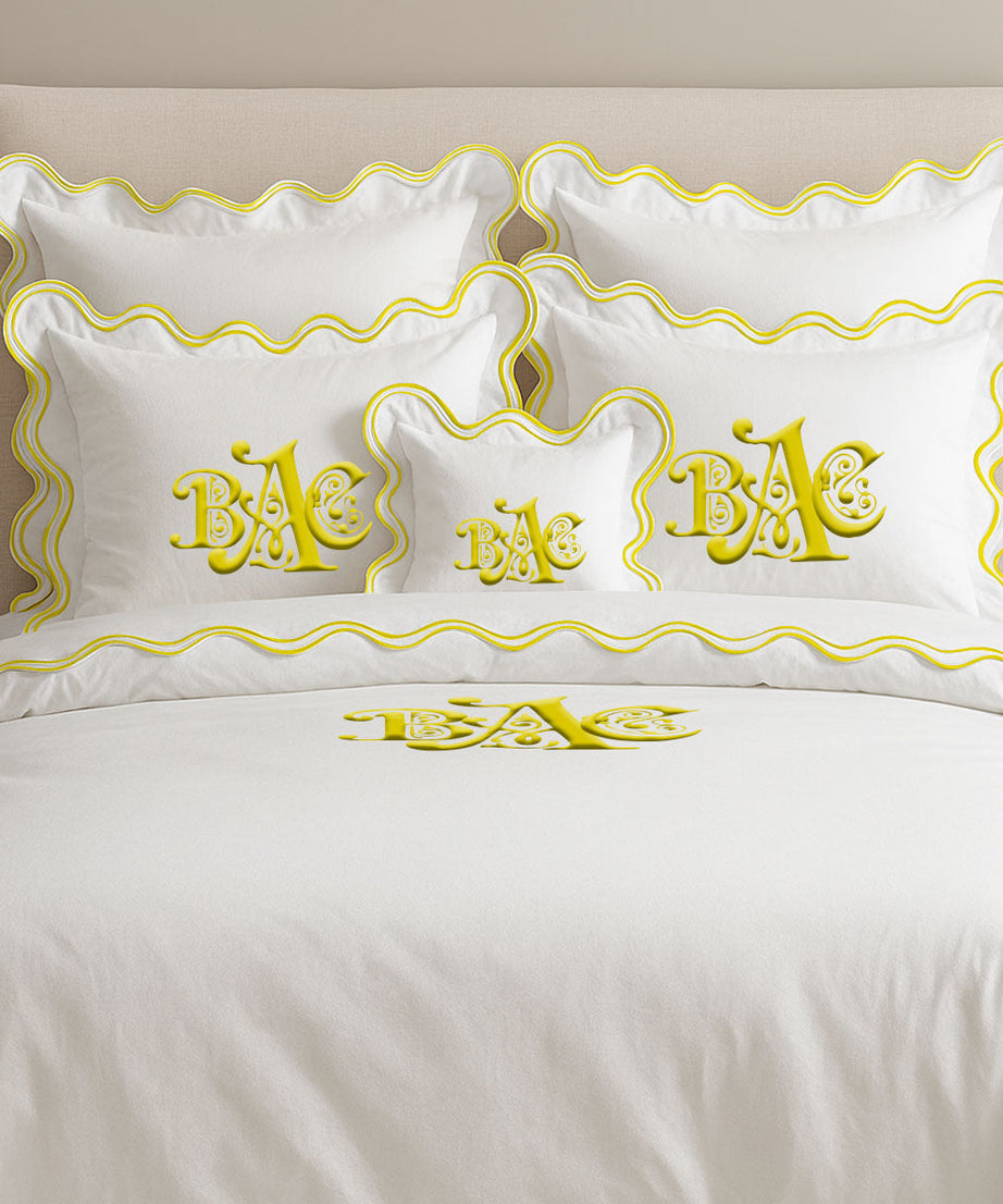 Monogram Cotton Luxurious Double Scallop Duvet Cover