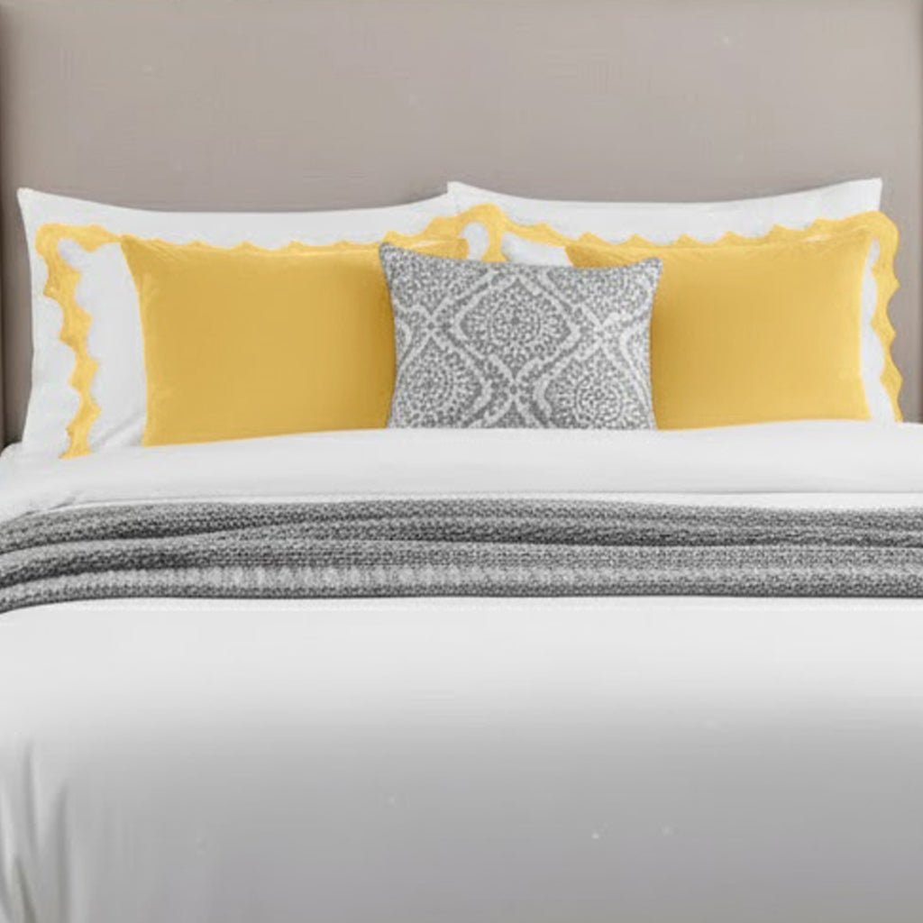 Reverse Scalloped Applique Embroidery Cotton Duvet Cover Set