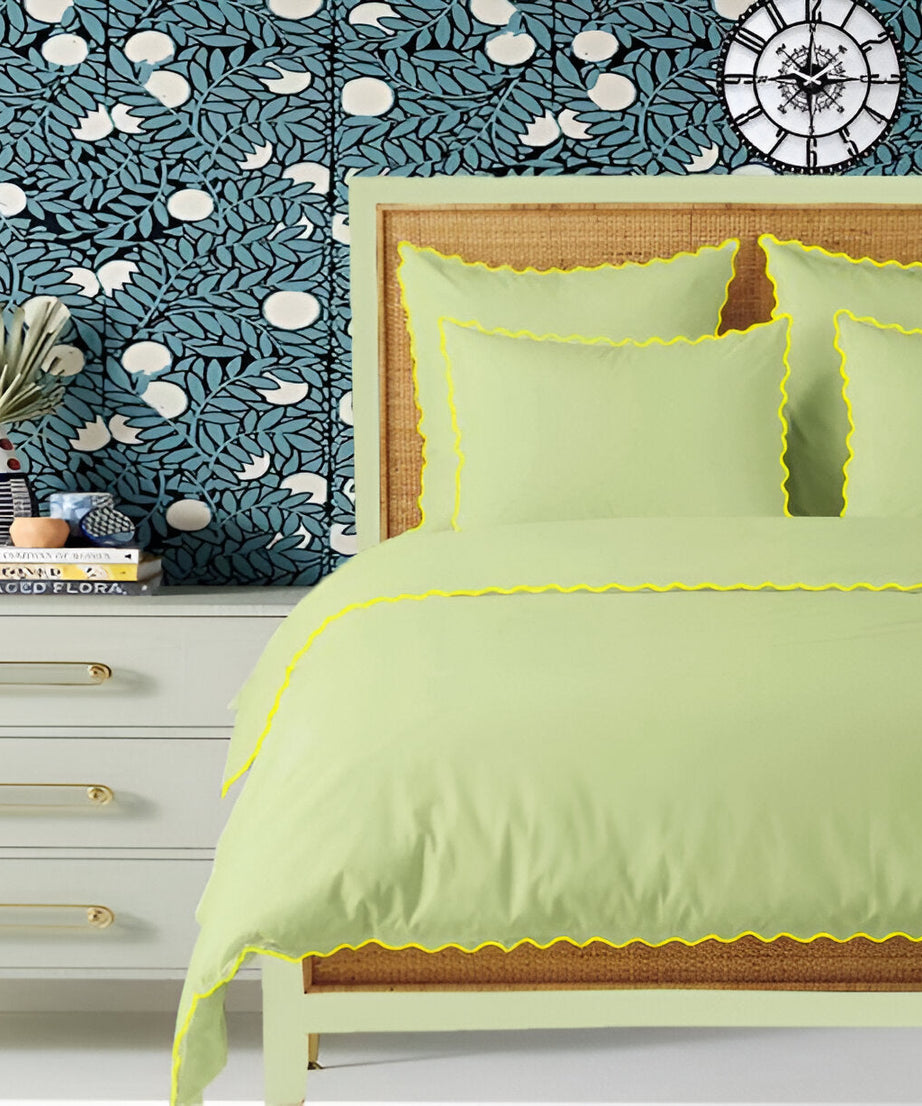 Sage 400TC Cotton Small Scallop Embroidery Duvet Cover Set