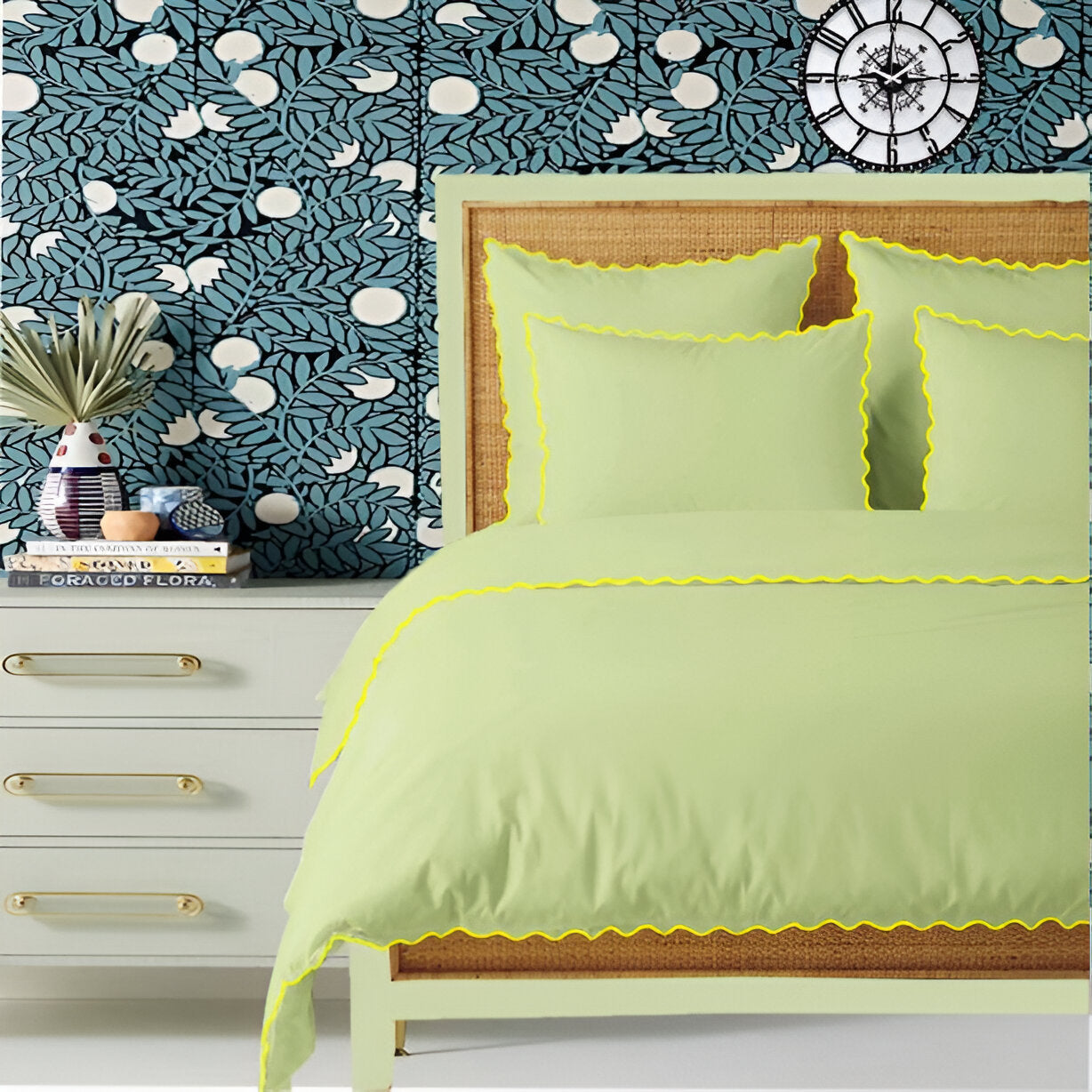 Sage 400TC Cotton Small Scallop Embroidery Duvet Cover Set